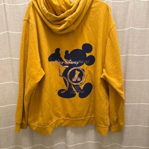 Disney Men's Yellow Zip-Up Hoodie with Navy 50th Anniversary Mickey Graphic